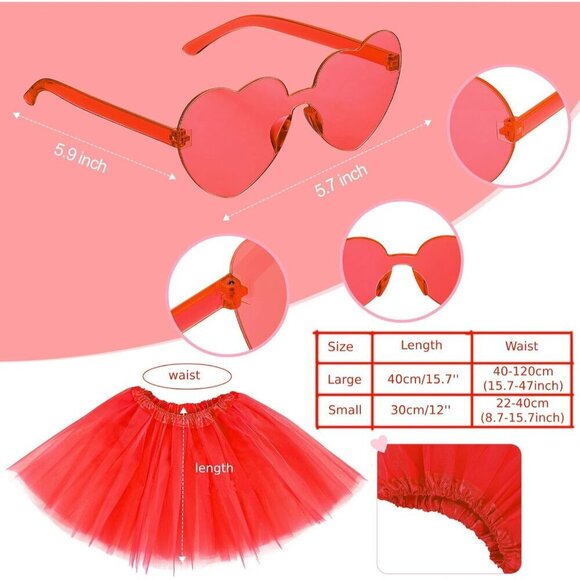 Women Tutu Costume Accessories Set Tulle Skirt Necklace Sunglasses Headband main image 7